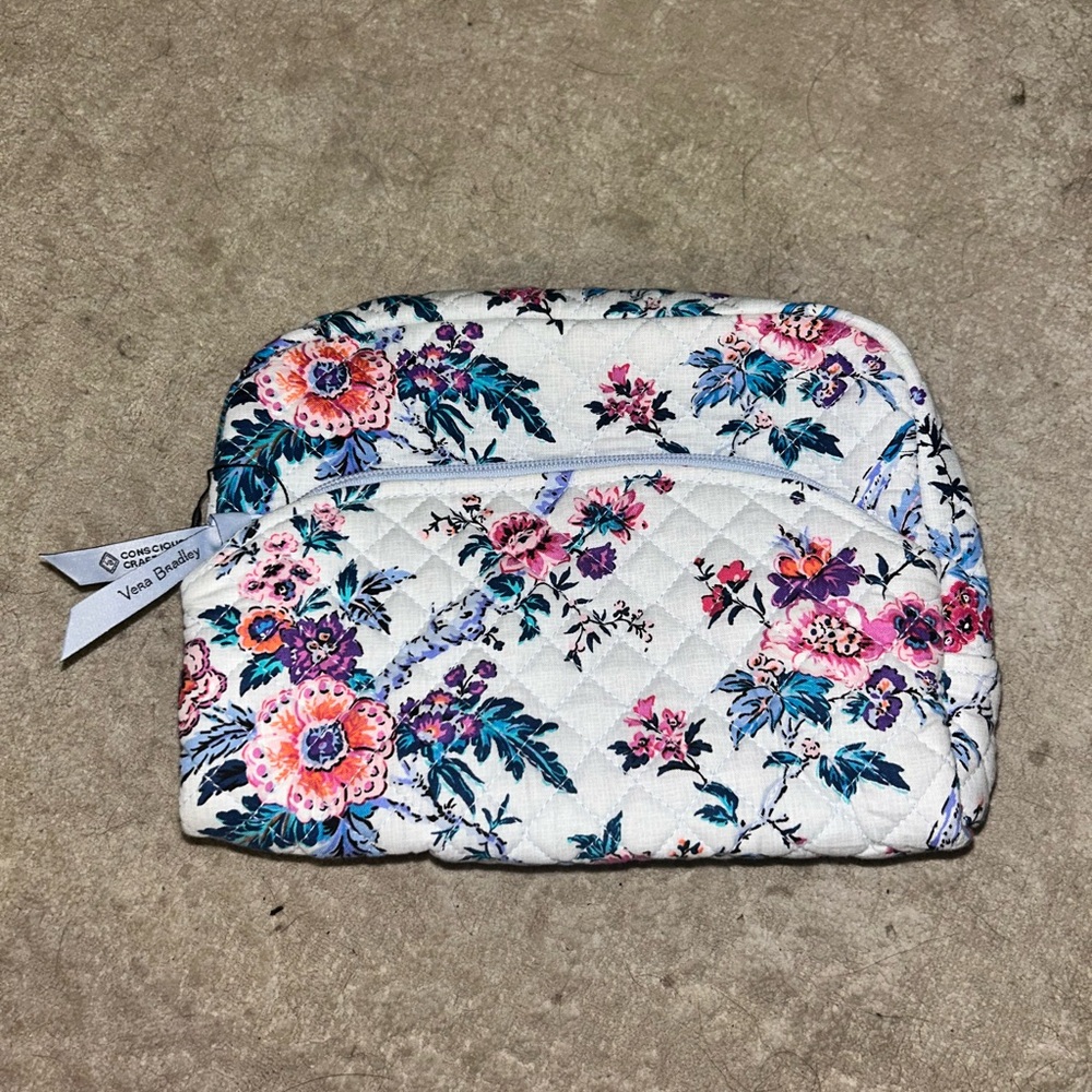 Vera Bradley White and Pink Floral Cosmetic Bag
